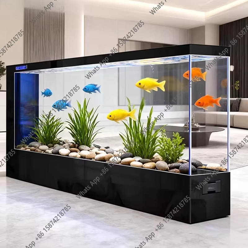 Tanque de Acuario de Vidrio Blanco Ultra para Salón con Partición de Pantalla Nueva 2026 — imagen 2