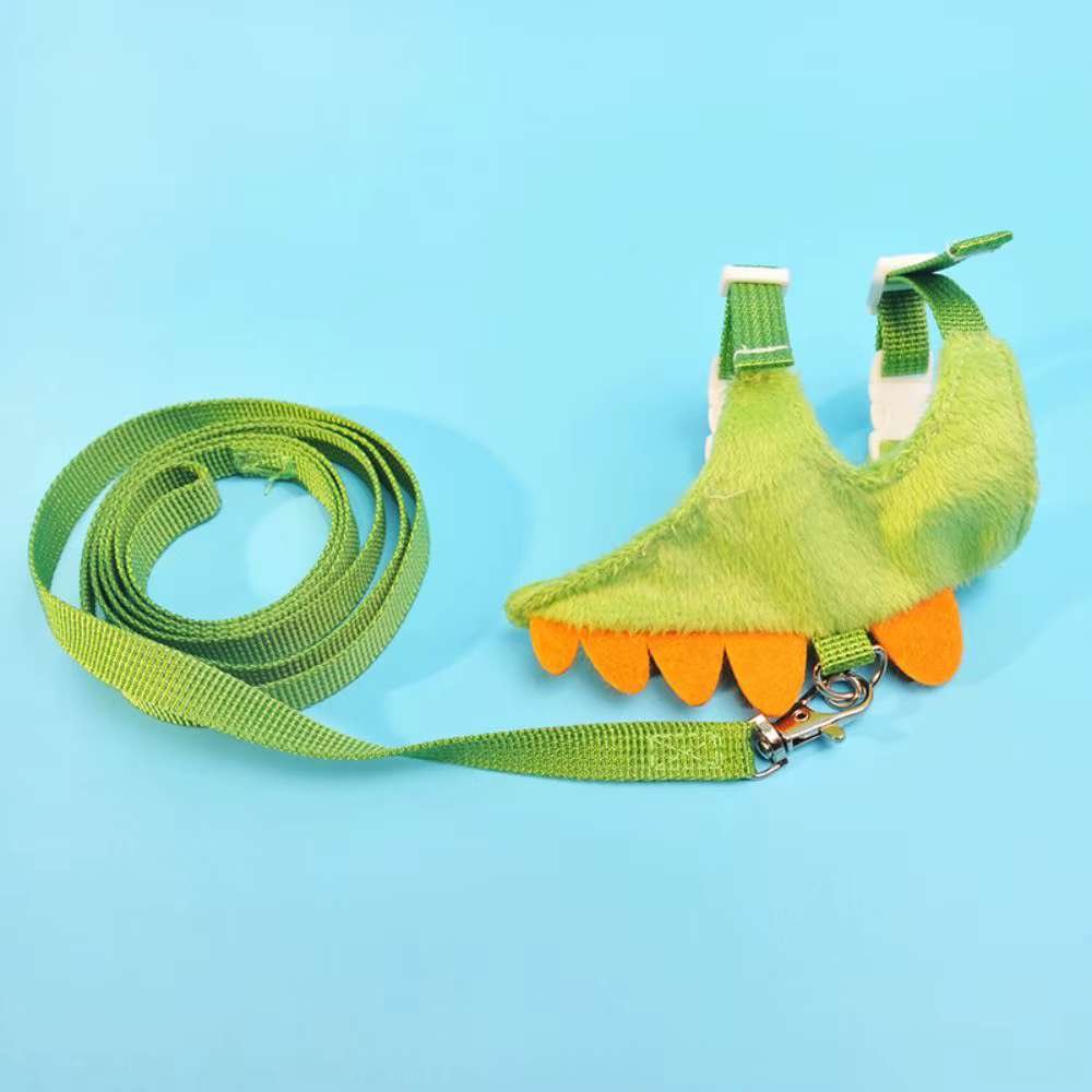 Soft Cartoon Ferret Vest Harness Adjustable Flannel Hamster Chest Strap Dragon Design with Bell Ferret Traction Rope Training — image 2