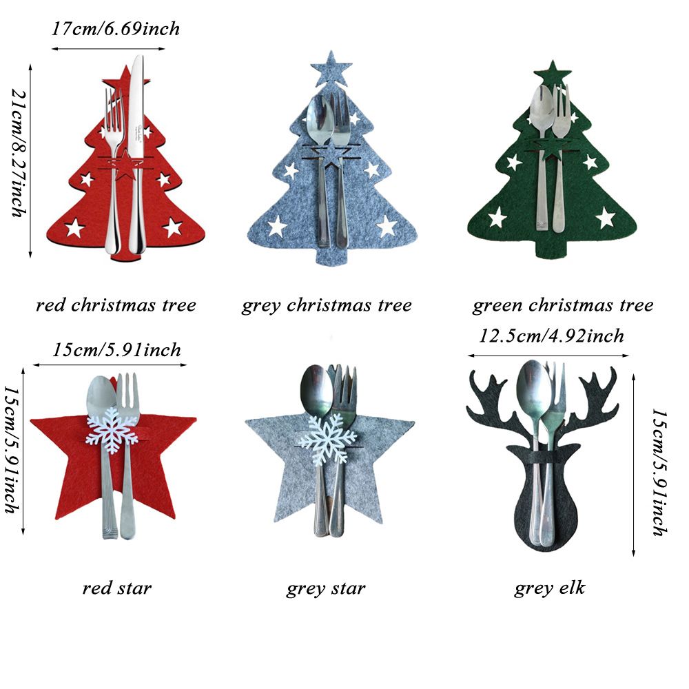 4PCS Christmas Knife and Fork Holder Elk Xmas Tree Pocket Cutlery Bag Non-woven fabric Tableware Organizer Table Decor Tools — image 6