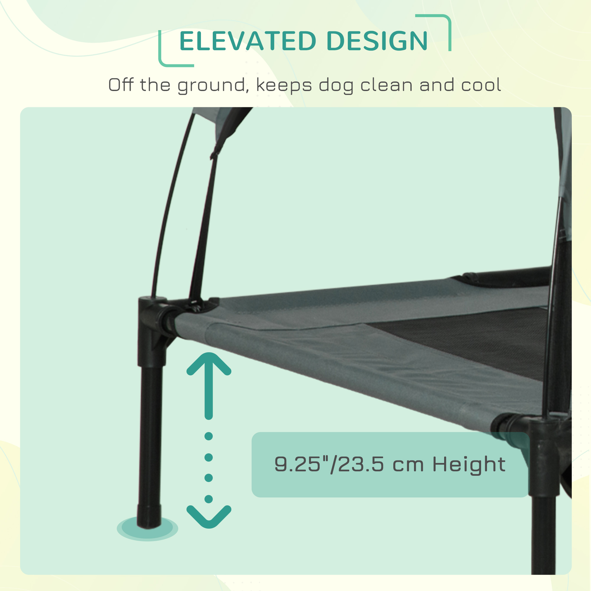 48" x 36" Elevated Portable Dog Cot Cooling Pet Bed with UV Protection Canopy Shade — image 8