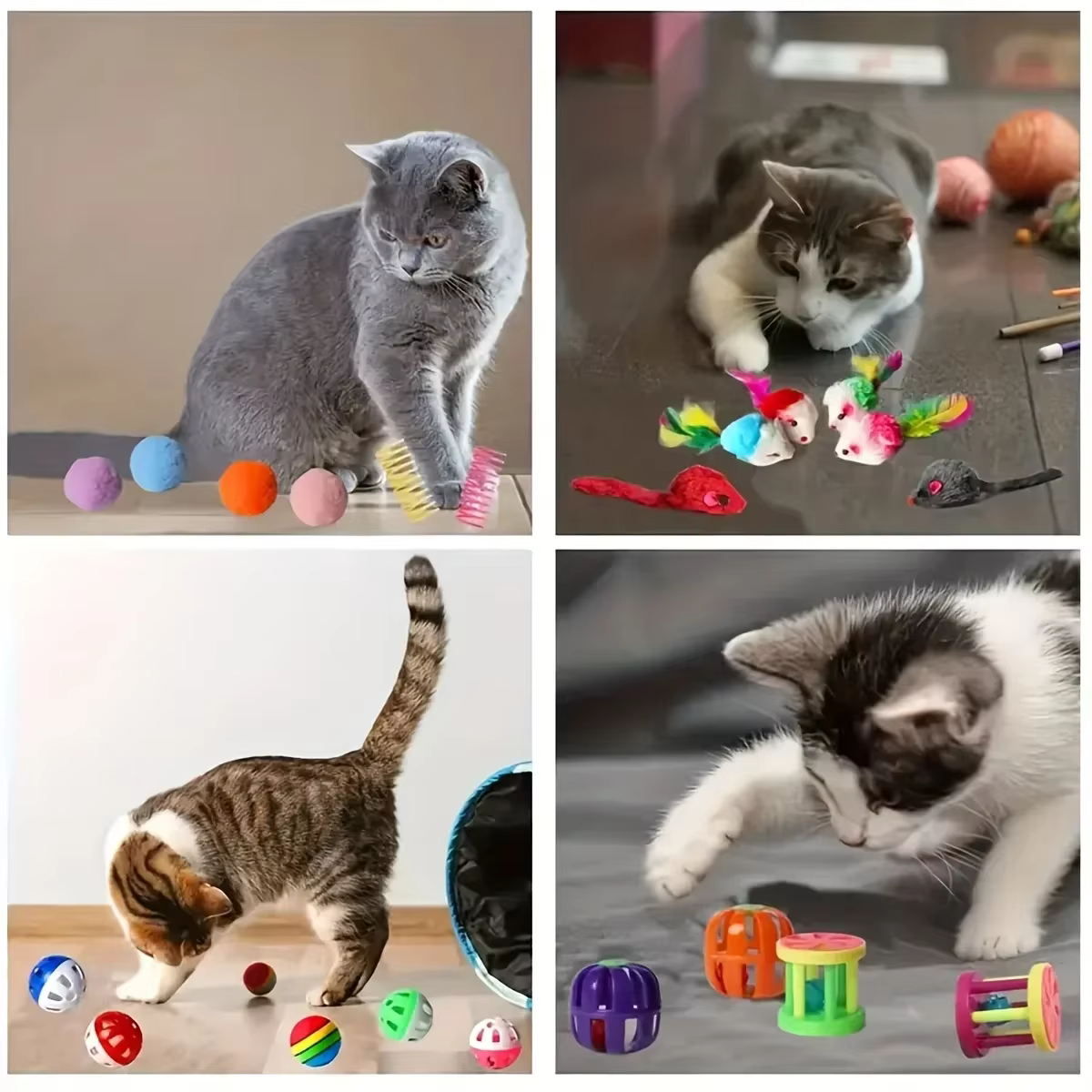 56pcs/28pcs/14pcs Pet Kitten Toys Variety Cat Toy Combination Set Cat Toy Funny Cat Stick Sisal Mouse Bell Ball Cat Supplies — image 5