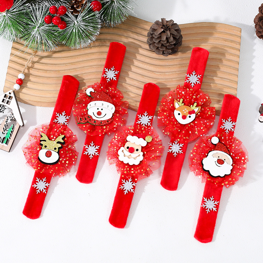Christmas Plush Bracelet with Reindeer Cartoon Design Holiday Decoration Festive Gift — image 1