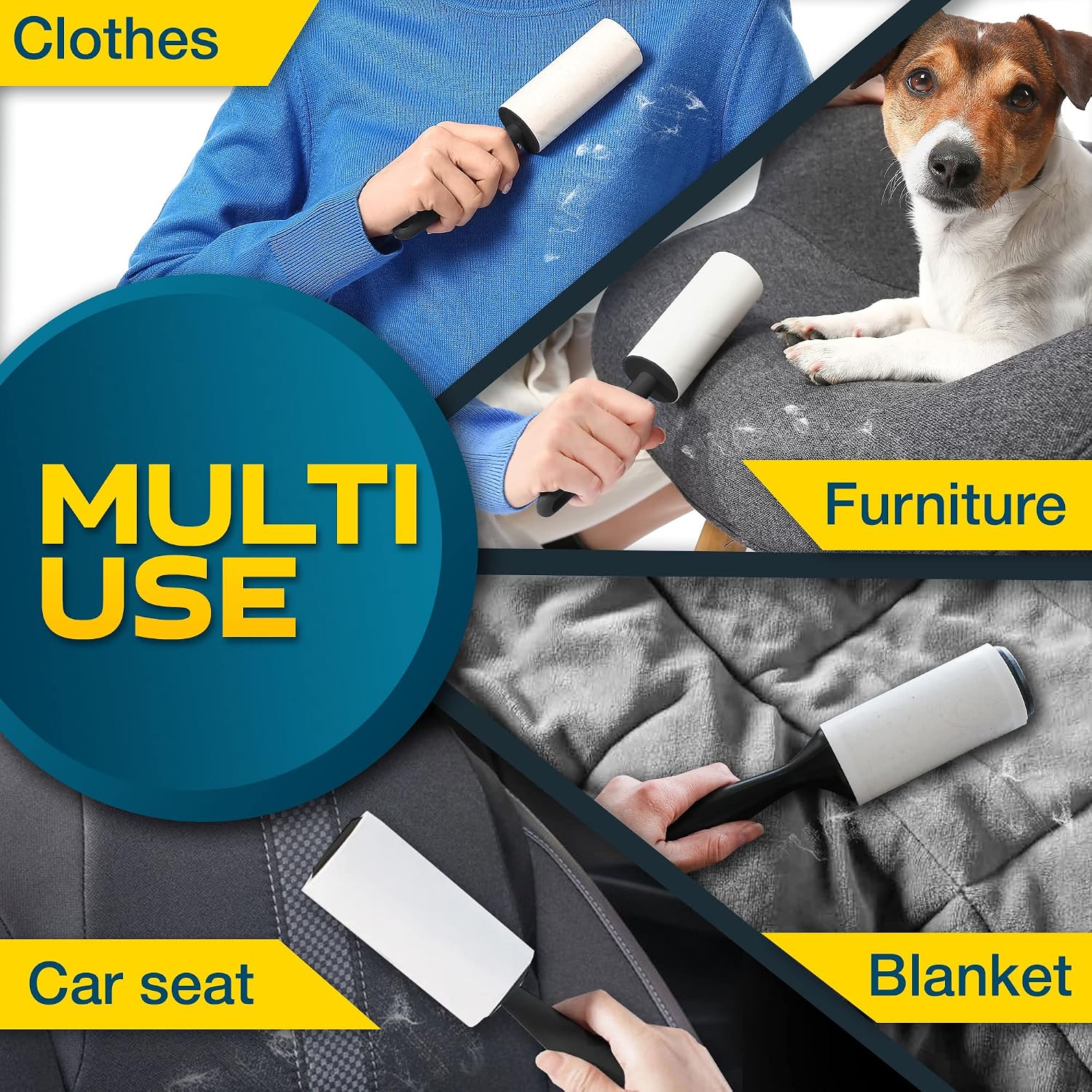 Pet Hair Sticky Remover 5 PCS, Large Lint Rollers For Couch, Clothes, Furniture, Carpet And Dog Or Cat Fur, White — image 2