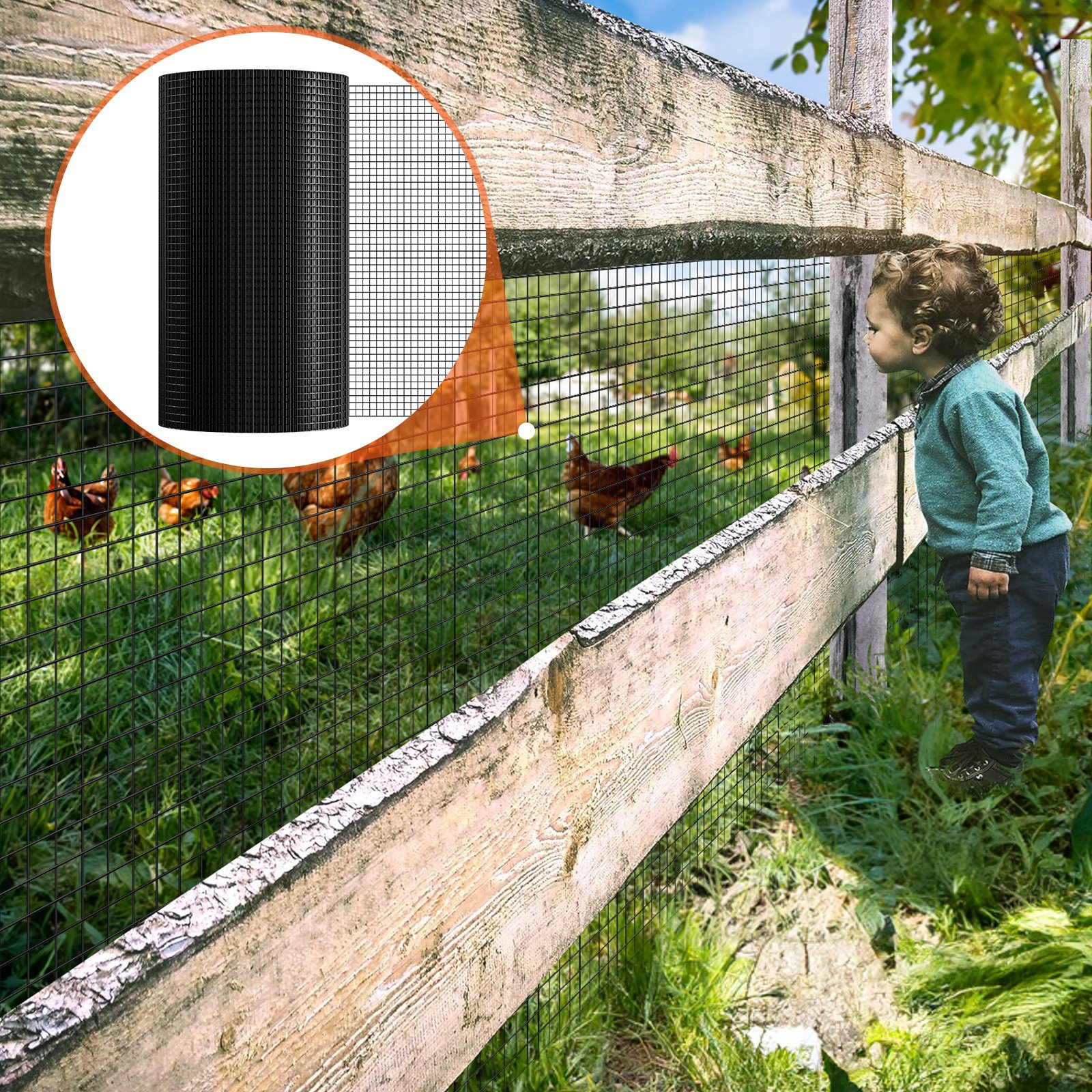 Hardware Cloth, 24'' X 100' Galvanized Wire Mesh Roll, 19 Gauge Chicken Wire Fence Roll, Vinyl Coating Metal Wire Mesh For Chicken Coop Barrier, Rabbit Snake Fences, Poultry Enclosures — imagen 4