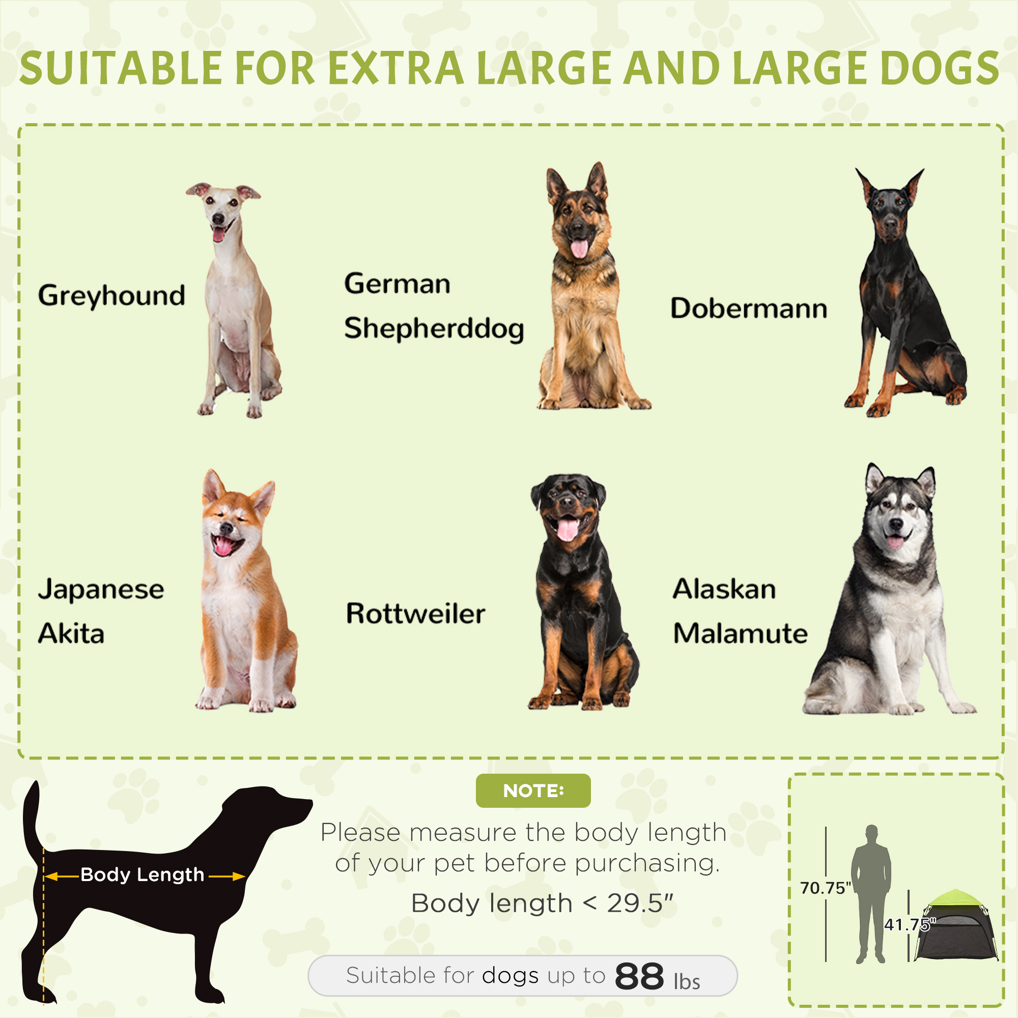 Tenda de Camping para Perros Grandes y Extra Grandes, Tenda Portátil para Mascotas con Bolsa de Transporte para Playa, Jardín, Hogar, Verde — imagen 5
