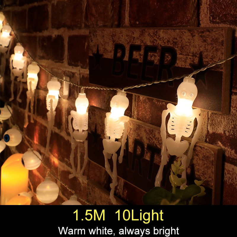 1.5m 10Led Halloween Pumpkin Ghost Skeletons Bat Spider Led Light String Festival Home Bar Party Decor Halloween Ornament — image 12