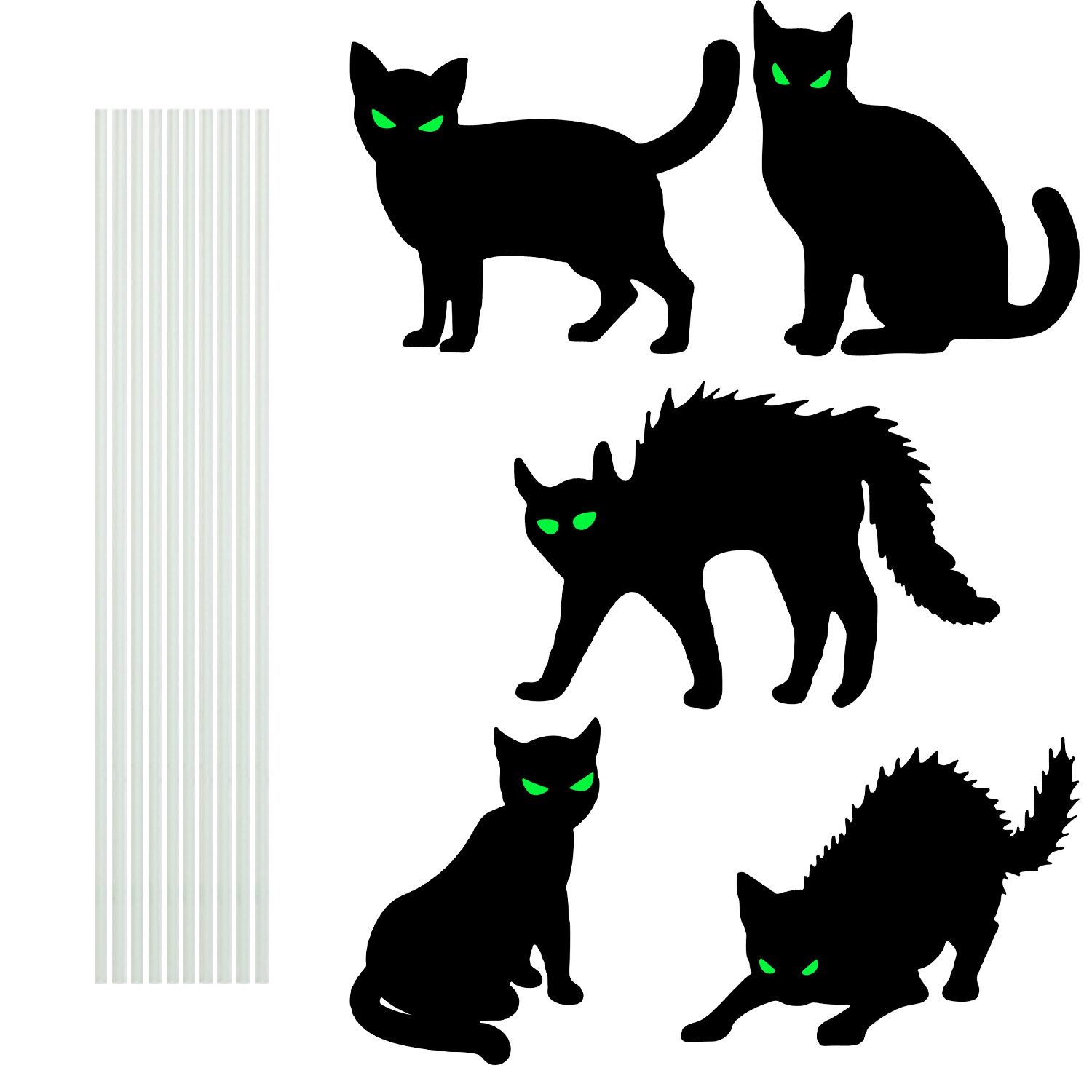 Decoraciones de Jardín para Halloween: 6 Calaveras, 6 Tumbas o 5 Gatos Negros, Brillan en la Oscuridad, para Casa Embrujada, Jardín, Patio y Fiestas de Temática Terrorífica — imagen 22