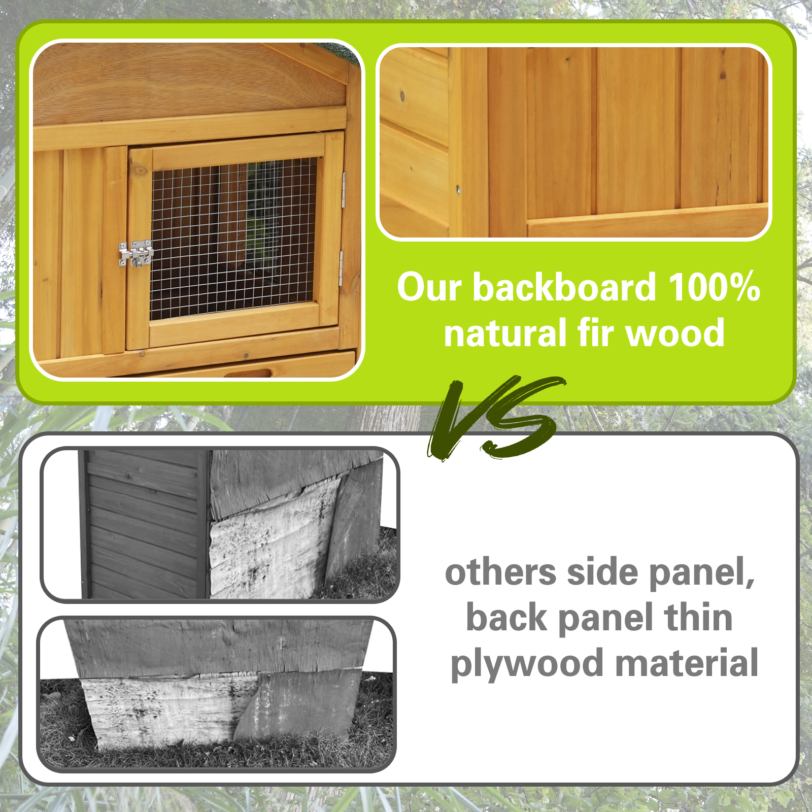 Habitación de Conejo en Madera Grande Exterior Fácil de Montar y Estable para Conejos Pequeños y Medianos con Caja de Limpieza & Techo Impermeable, Cubierta Removible y Protección Solar — imagen 2