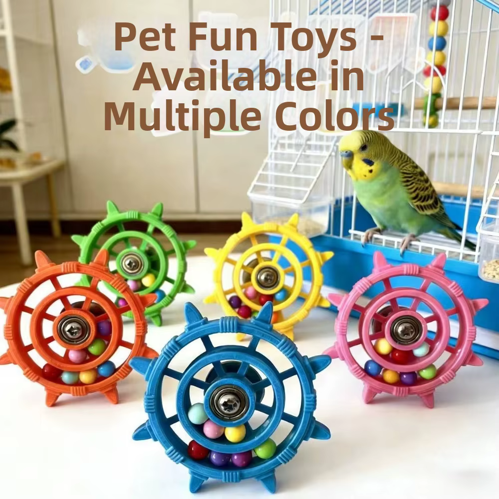Rudder Shaped Parrot Spinner Rattle Toy Bite Resistant Colorful Beads Interactive Spinning Wheel Plastic Bird Cage Toy — image 5
