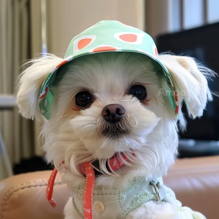 Sombrero para mascotas con orejas expuestas anti-pérdida de pelo ajustable sombrero pequeño para perros — imagen 3