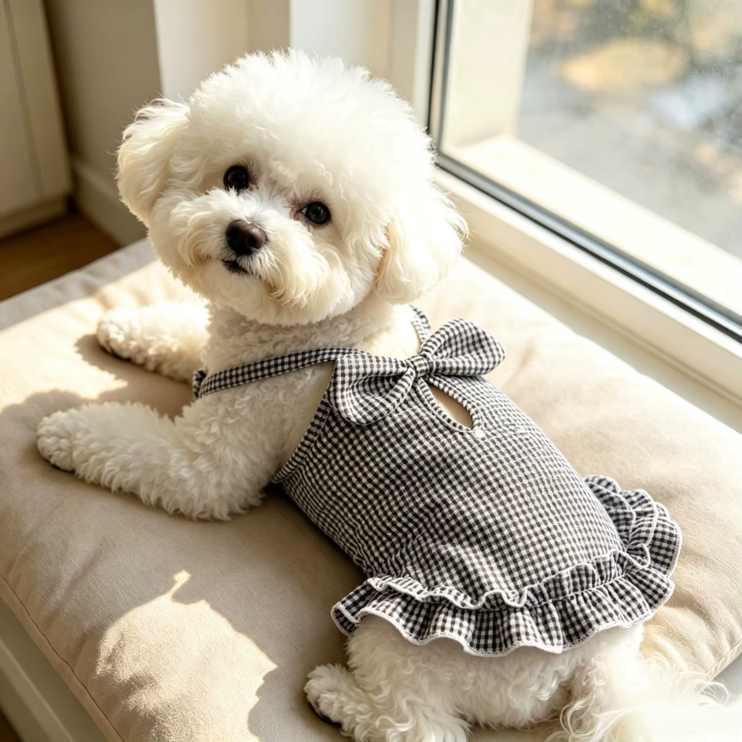 Ropa de verano para perros pequeños: camiseta de tirantes con volantes y rayas, chaqueta transpirable para cachorros, ropa de perro dulce y frillada — imagen 1