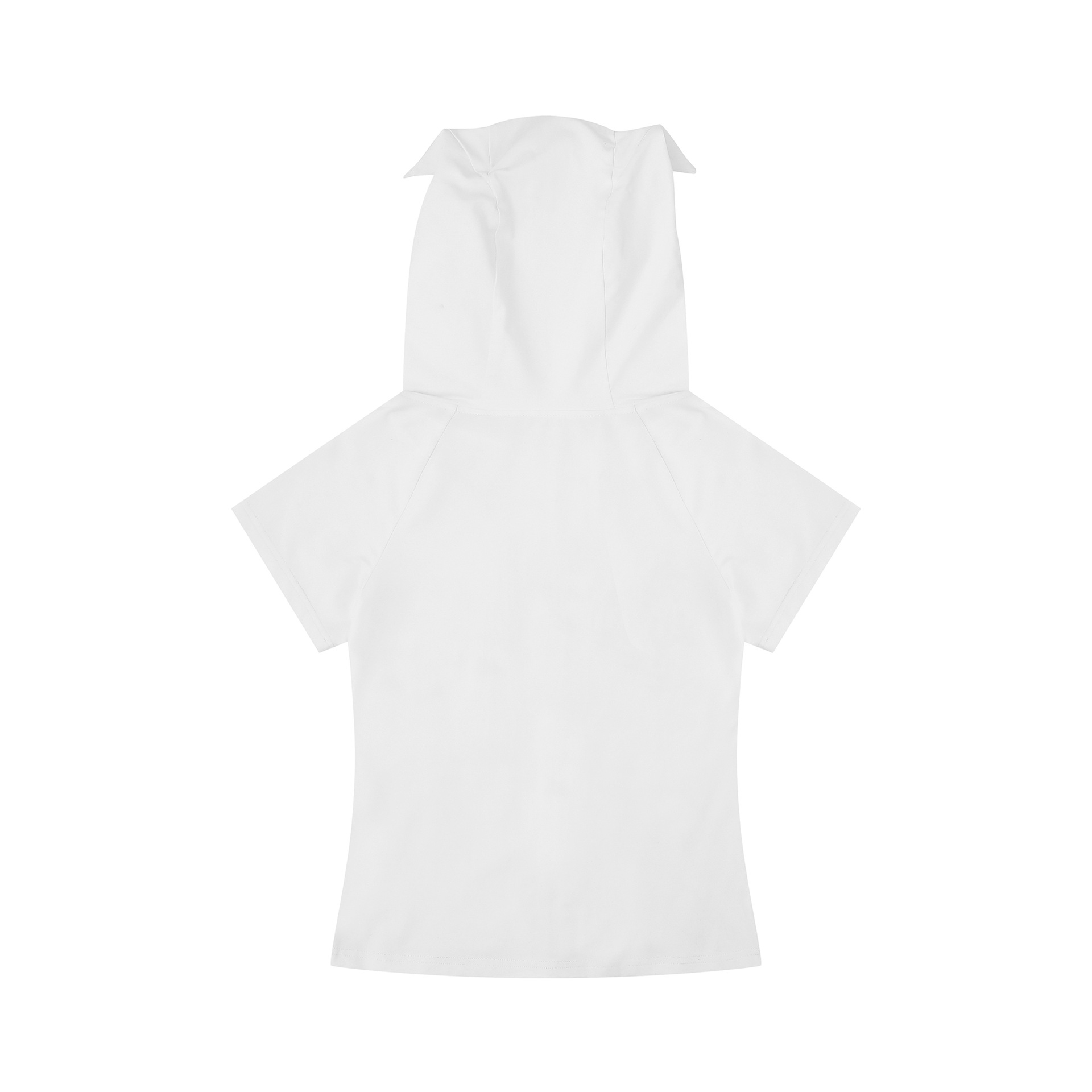 Cute Cat Ear Hoodie Short Sleeve Jacket for Women, Cartoon Guitar Print Slim Fit Top — image 2