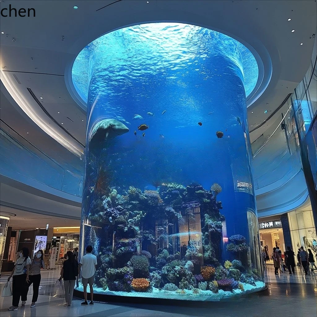 Tanque de Acuario Gigante Villa Hotel Orgánico Vidrio Grande para Peces Decorativos