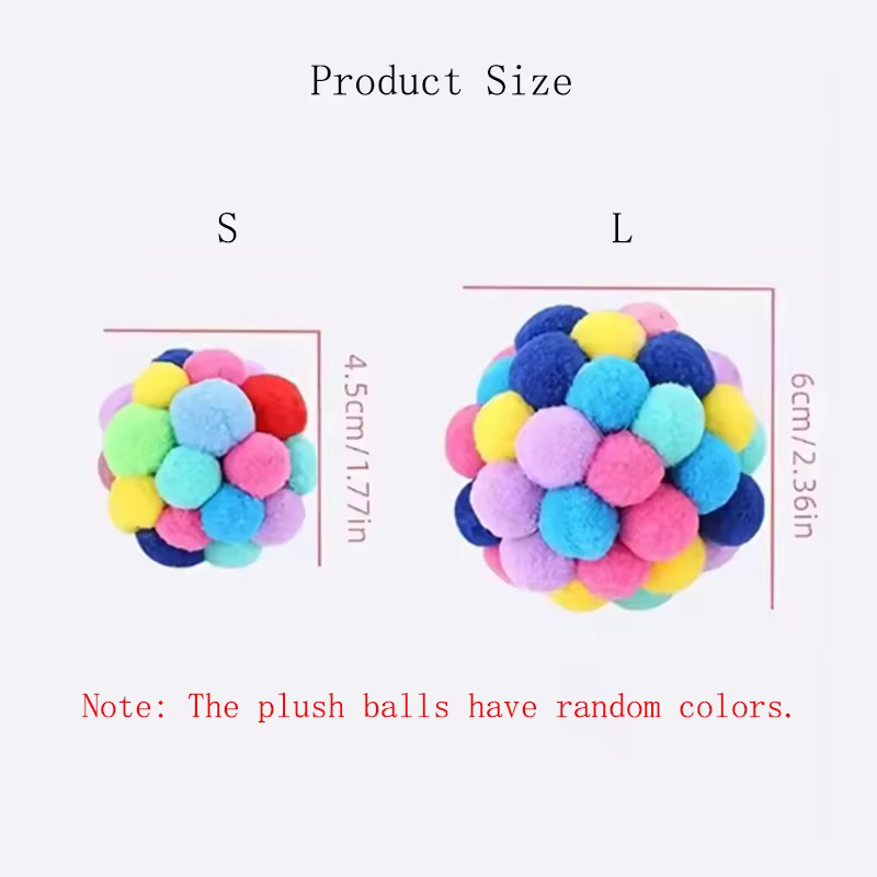 Hot Cat Toys Pet Toy Cat Plush Ball Toys Pet Bouncy Bell Ball Toy Colorful Pompoms Pet Supplies Random Color — image 6