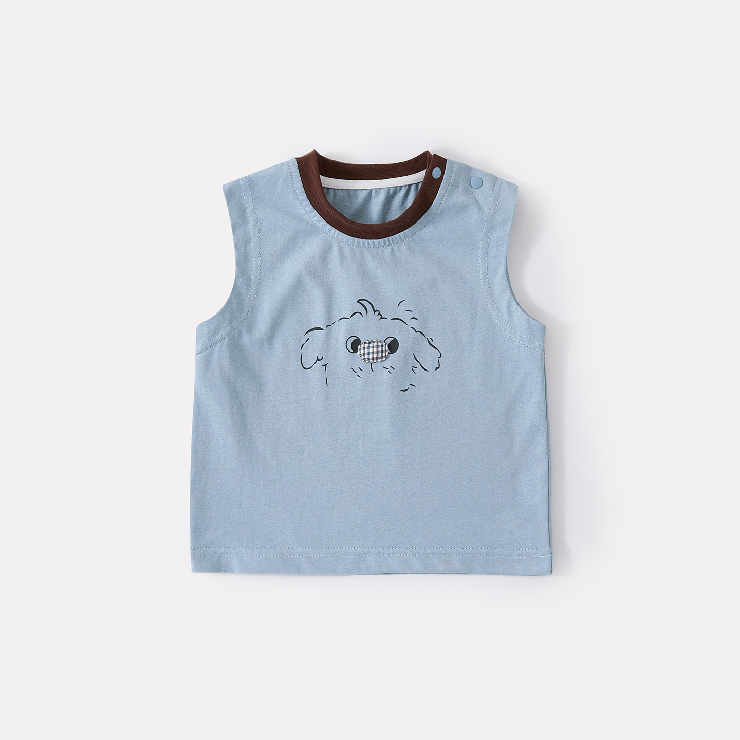 Baby Cartoon Dog Outfit Set Printed Vest and Checkered Shorts Two-Piece Set — image 5