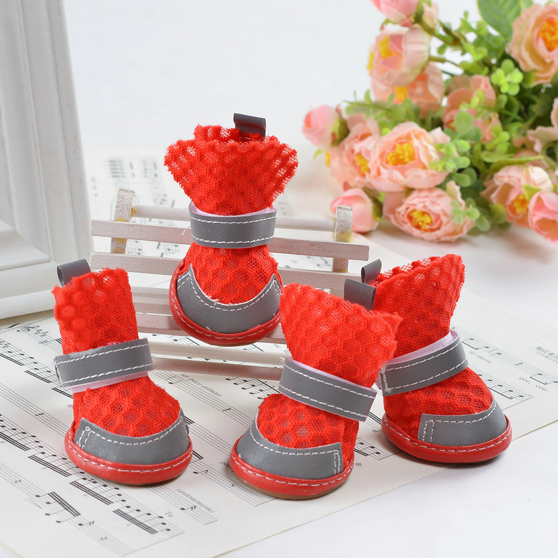 Summer Breathable Non-Slip Pet Shoes Reflective Mesh Hollowed Out Comfortable Than Bear Small Dog Foot Cover Dog Supplies — image 7