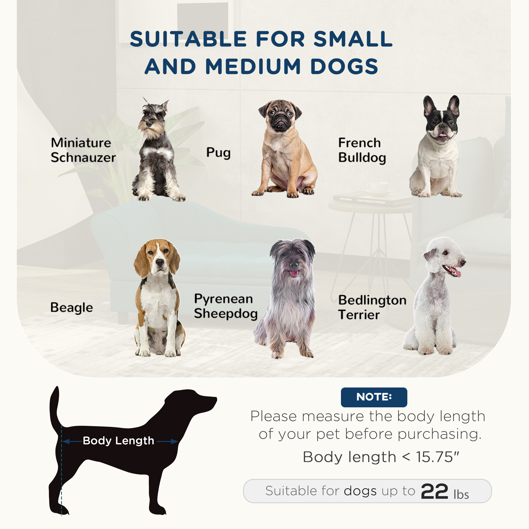 Pet Sofa Dog Sofa for Small Dogs with Storage, Dark Blue — image 8