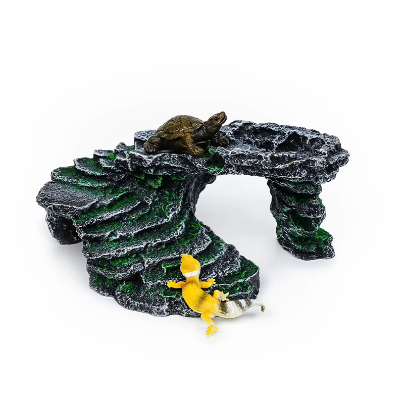 Resin Reptile Hideout – Rock Basking Platform & Cave Decor, Multi-Functional Shelter for Turtles, Lizards & Aquariums — image 3