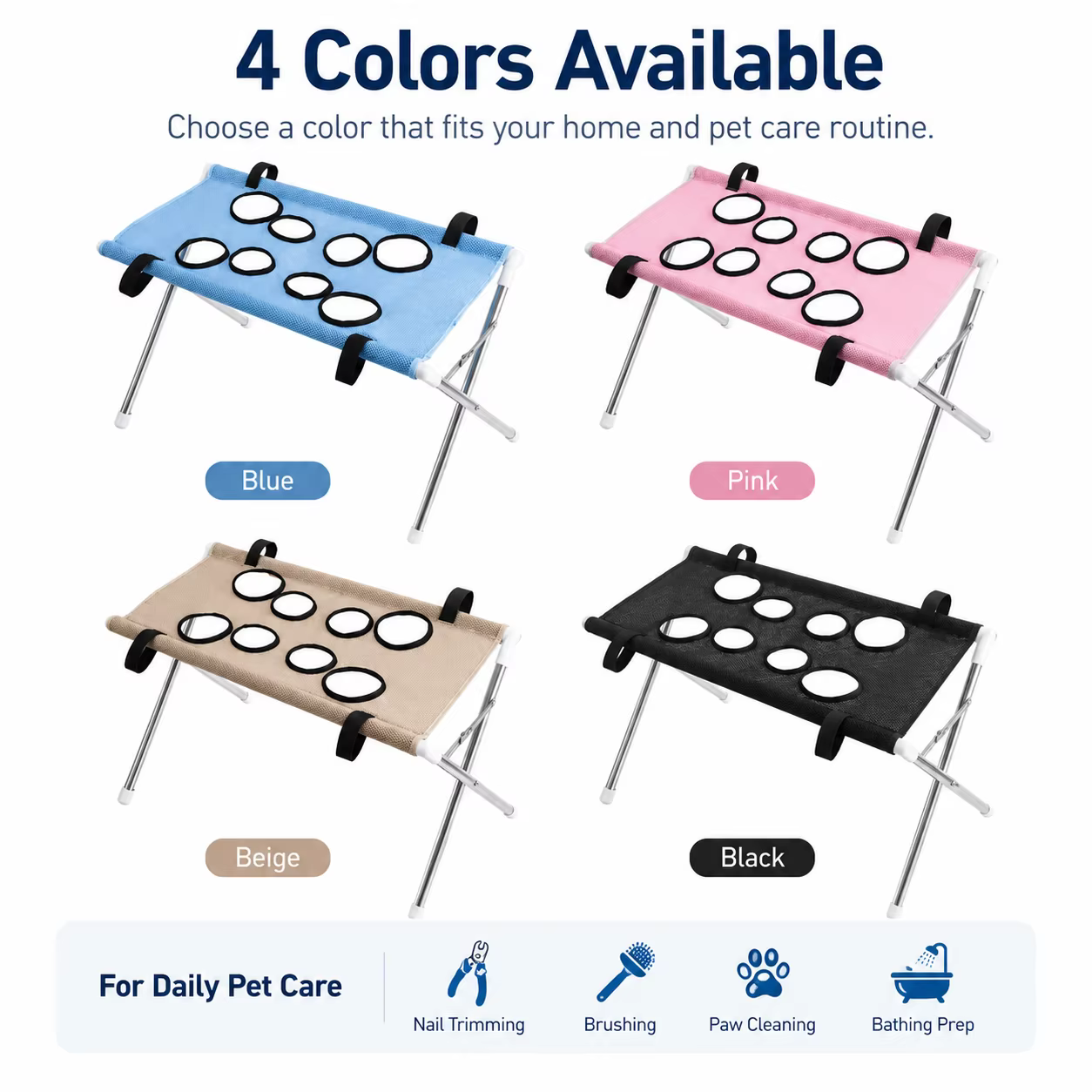 Foldable Pet Grooming Table 60cm Dog Cat Grooming Hammock Stand Multi Hole Mesh Nail Trimming Bathing Helper — image 4