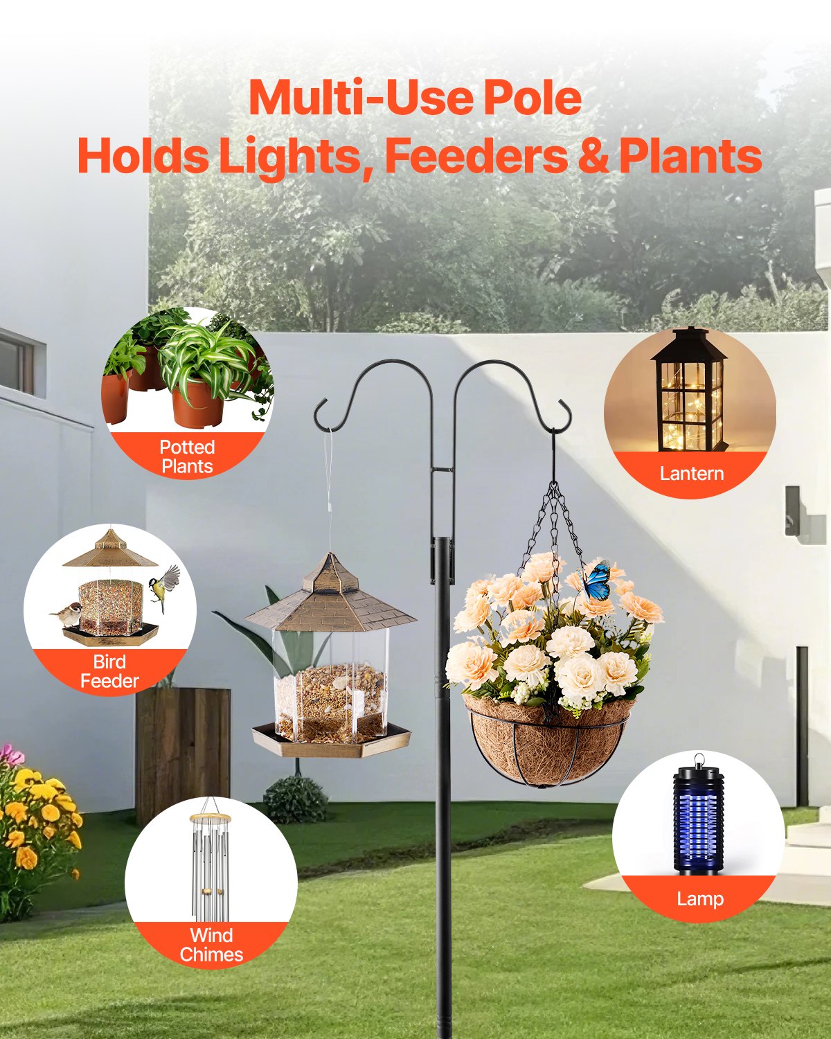 Double Shepherds Hook 8 Pack 92 Inch Heavy Duty Bird Feeder Pole — imagen 6