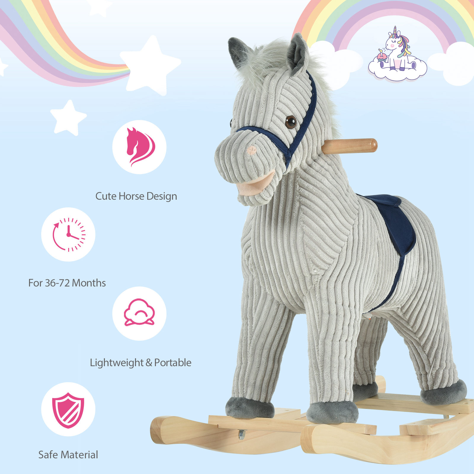 Caballo de Plush para Niños: Montura de Equino con Sonidos y Manijas — imagen 3