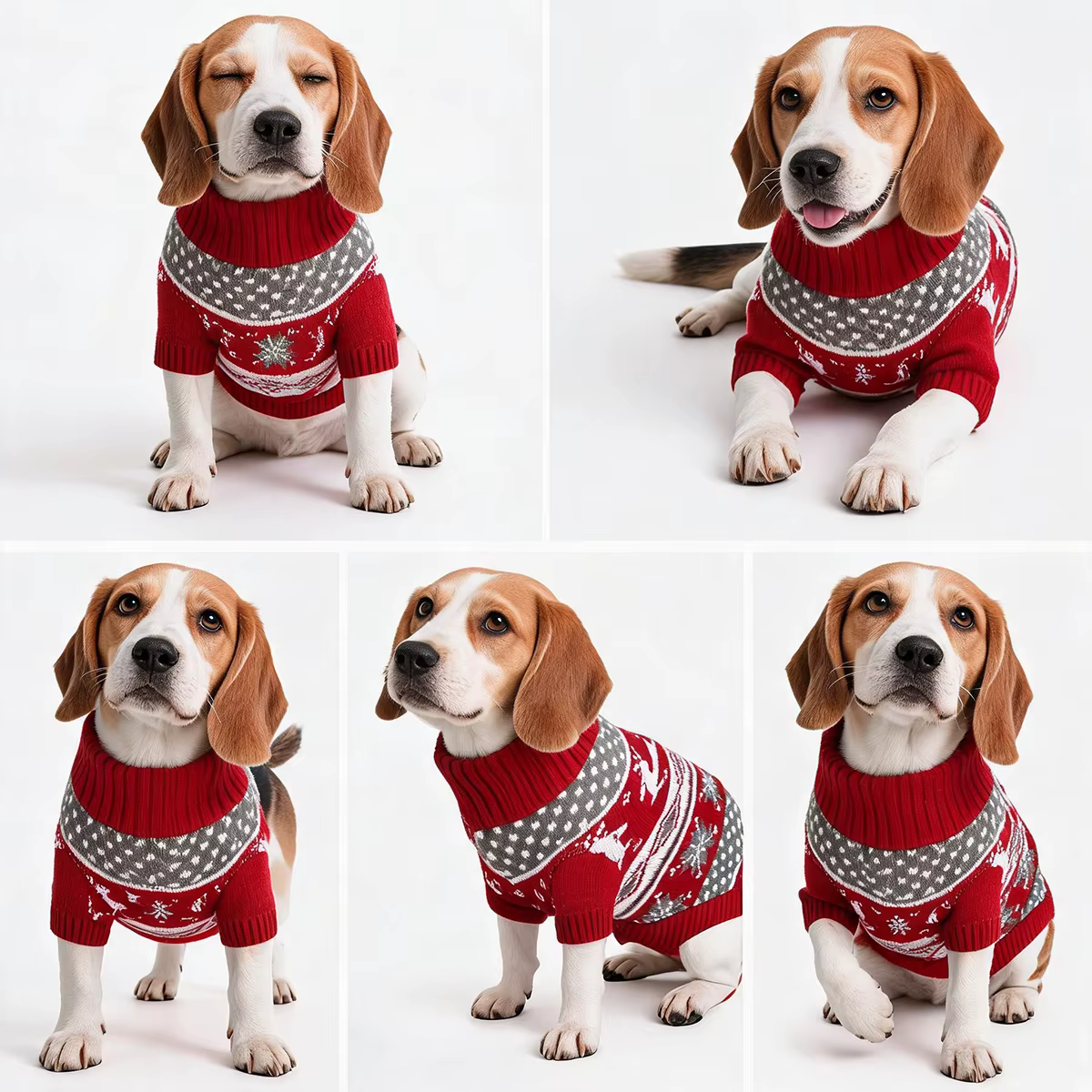 Christmas Dog Sweater Medium Large Dogs Reindeer Snowflake Knitted Sweater Xmas Holiday Pet Clothes Turtleneck Knitwear Pullover — image 2