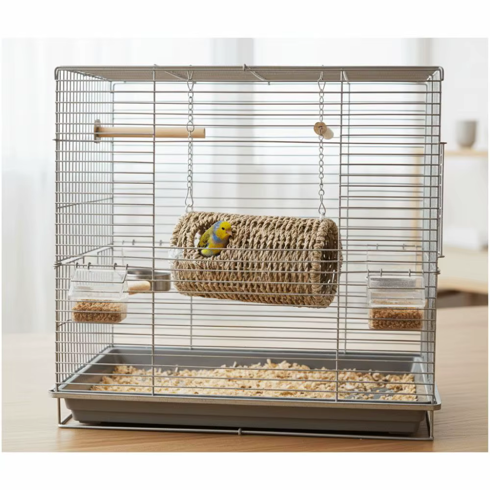 Decorative Bite Resistant Woven Bird Nest Ventilated Durable Bird Cage Hammock Cooling Hanging Hammock Bed Bird Breeding — image 5
