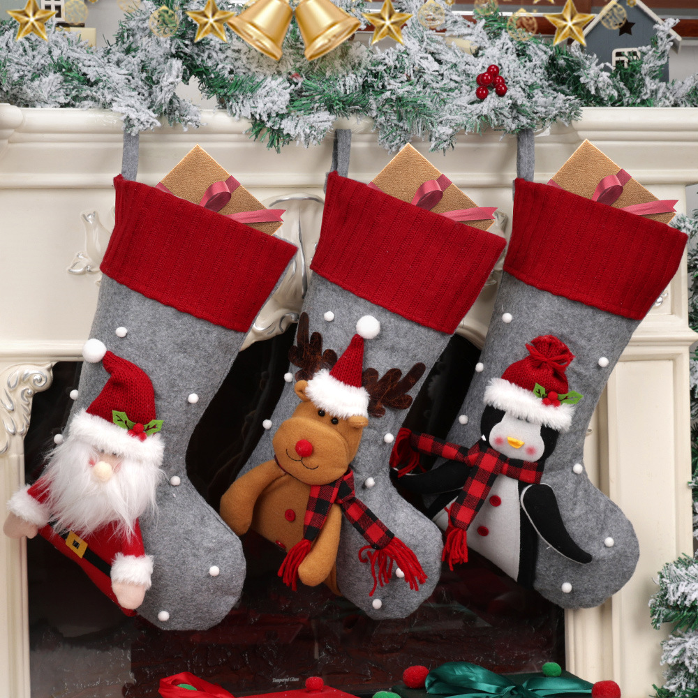 Holiday Socks Creative Cartoon Old Man Snowman Elk Decoration Gift Bag Christmas Home Decoration — image 2