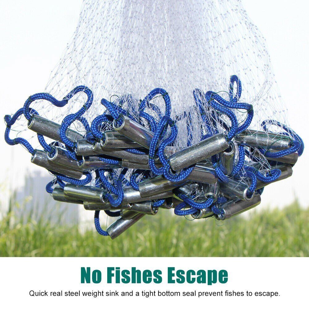 Red de Pescar para Cazar con Red de Pesca Manual Fácil Lanzamiento Fuerte Malla Nylon USA — imagen 8