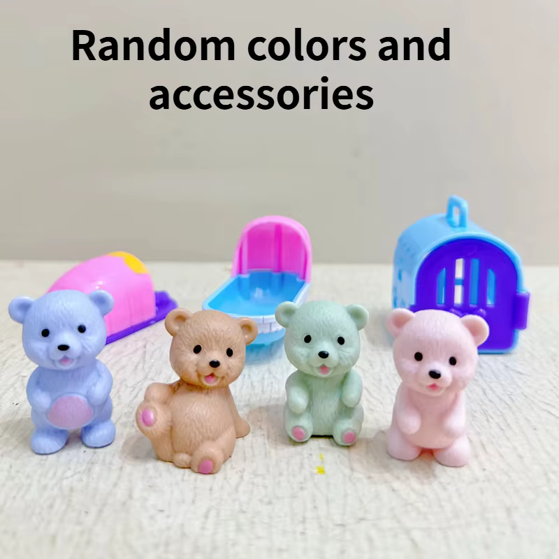 Children's Play House Toys with Teddy Bears Pet Bathrooms Scene Little Girls Family Pet Toys Gift for Kids — image 6