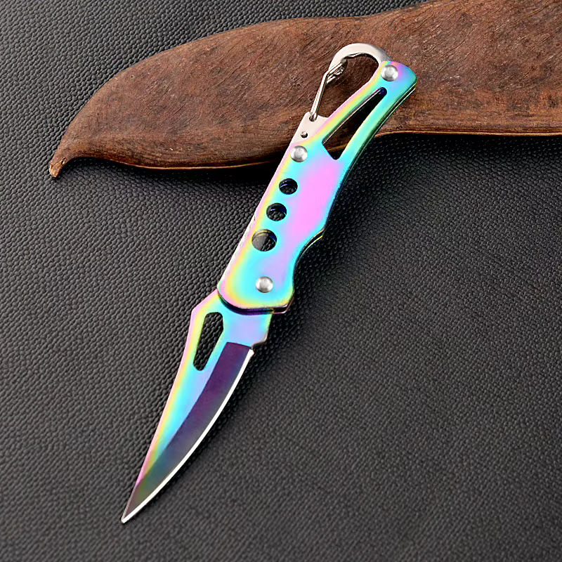 Outdoor Mini Knife Keychain Portable Paring Folding Knife Survival Knife for Hunting Camping Fishing Fruit Cutting Tool — image 4