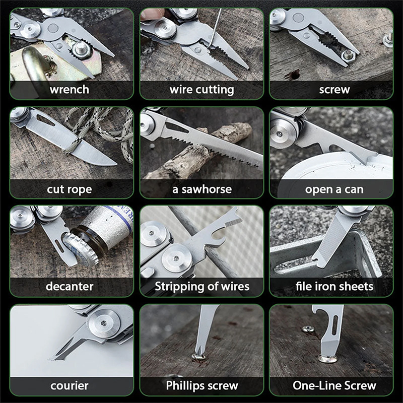Alicates Multiherramienta 12 en 1 con Equipo de Supervivencia Profesional, para Camping, Caza y Pesca | Regalo Perfecto para Hombres — imagen 4