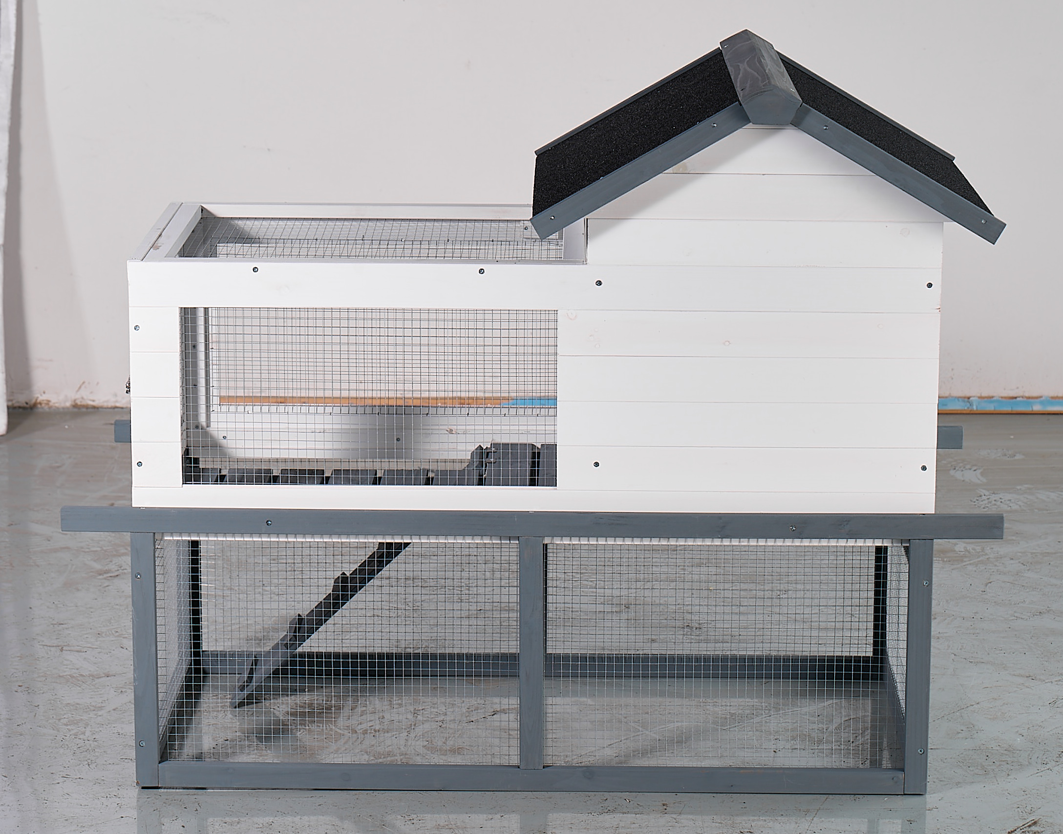53-inch Double-tier Wooden Outdoor Indoor Waterproof Chicken Coop And Rabbit Hutch Complete With A Roof, Stairs, And A Removable Cleaning Tray Suitable For Small To Medium Pets — imagen 5