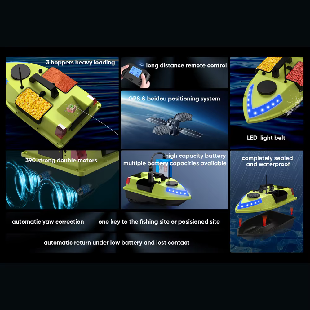 GPS RC Bait Boat 600M Wireless Remote Control Fishing Bait Boat Fishing Feeder Boat with 3 Bait Containers — image 2