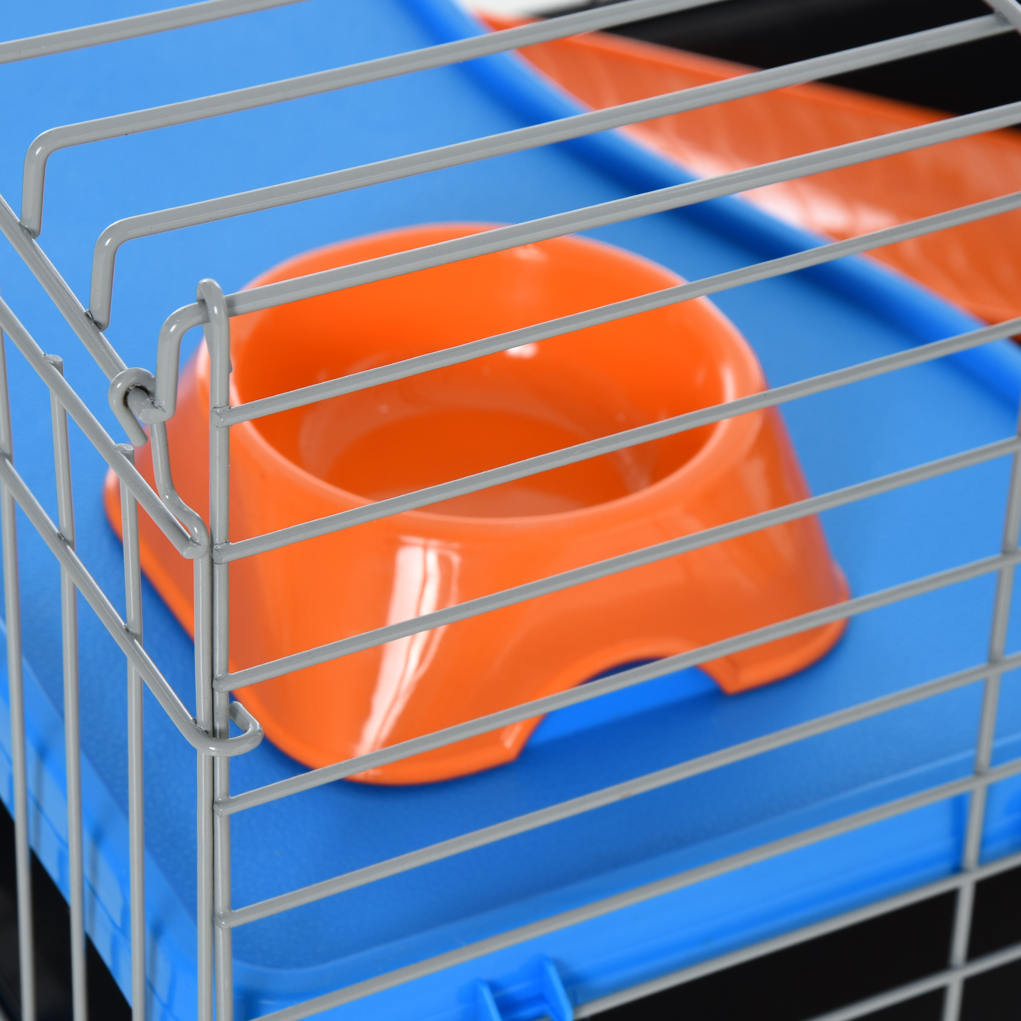 Jaula Grande para Animales Pequeños con Plato de Comida, Botella de Agua, Comedero de Heno, Plataforma y Rampa para Chinchilla, Negro — imagen 3