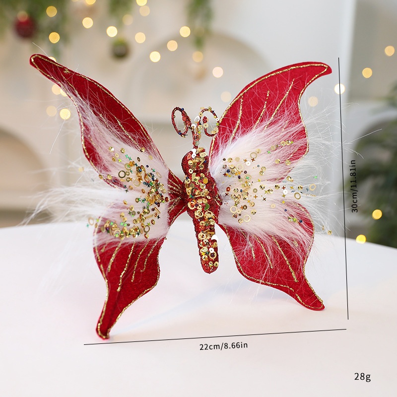 Saint Yuan New Fabric Christmas Butterfly DIY Christmas Scene Decoration Props Christmas Decorations Simulation Butterfly — image 7