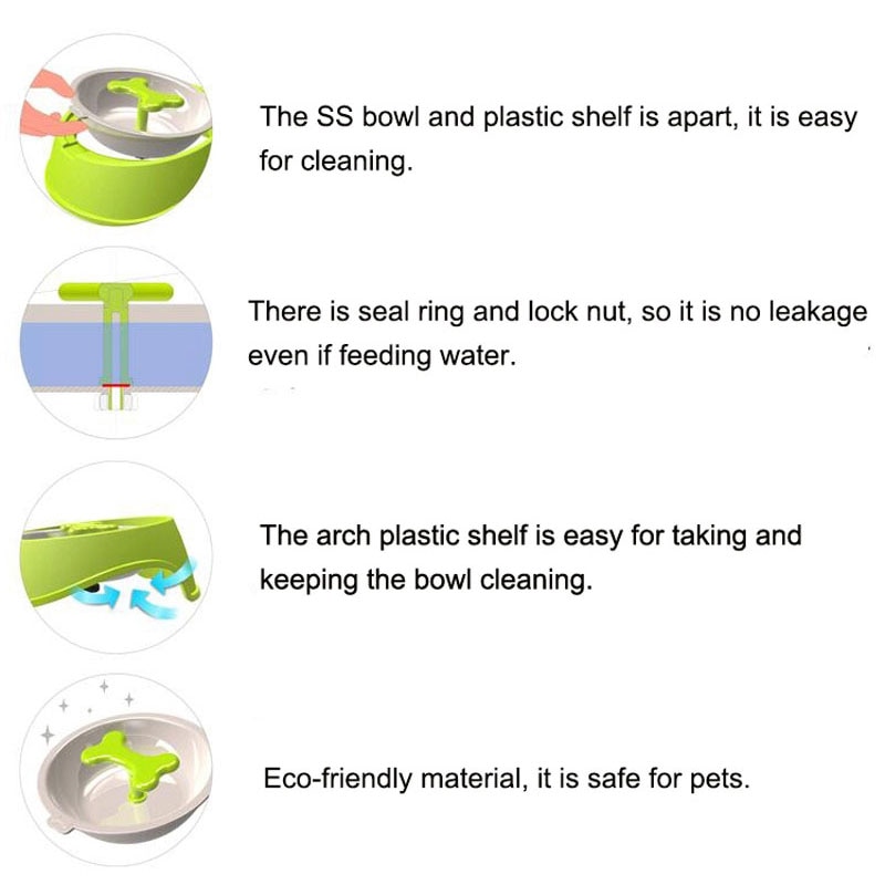 Rotary Anti Choke Pet Feeder dog Slow Eating Drink Bowl Bone Shaped Prevent Gluttony Obesity Anti-skid Pet Supply sport dish — image 3