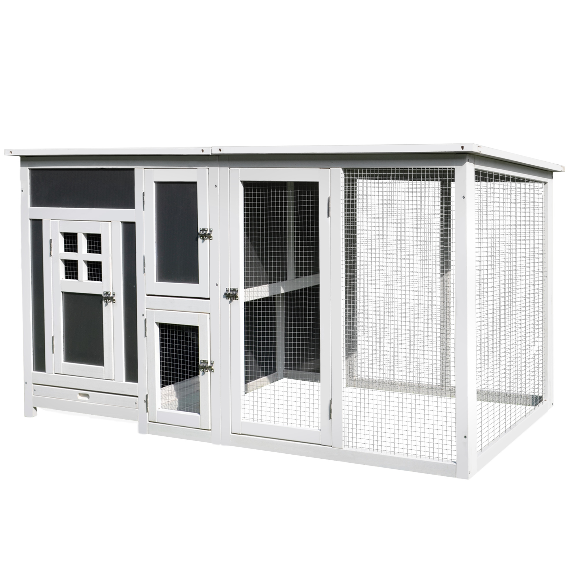 PawHut 63 Outdoor Chicken Coop Wooden, Chicken Cage With Run Area, Nesting Box, Hen House With Waterproof Roof, Removable Tray — image 1