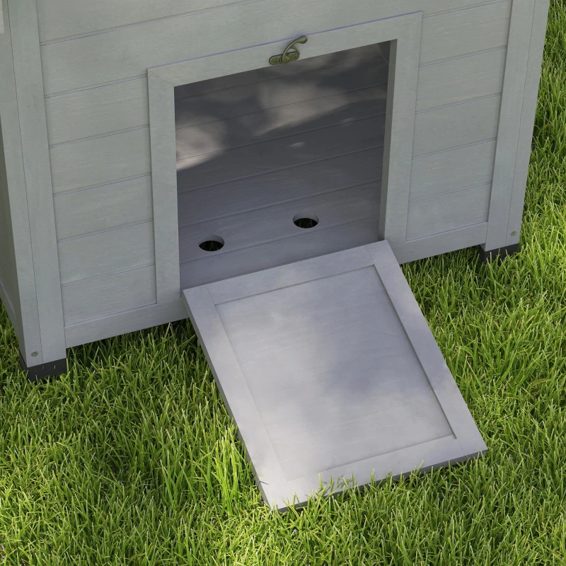 Duck Coop, Wooden Duck House With Openable Roof & Double Doors, Light Gray — image 10