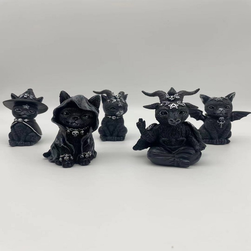 Figura de Arte de Gato Mágico de Resina para Decoración de Halloween — imagen 1