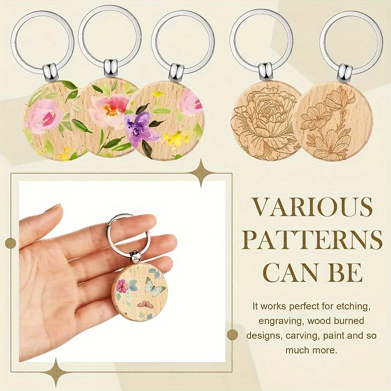 Set de 30 Llaveros de Madera - Llaveros Redondos de Madera Artesanales, Ideales para Manualidades, Sets Personalizables para Hacer Llaveros, Llaves de Auto, Etiquetas para Mochila, Accesorios para Mascotas y Decoraciones Navideñas — imagen 9