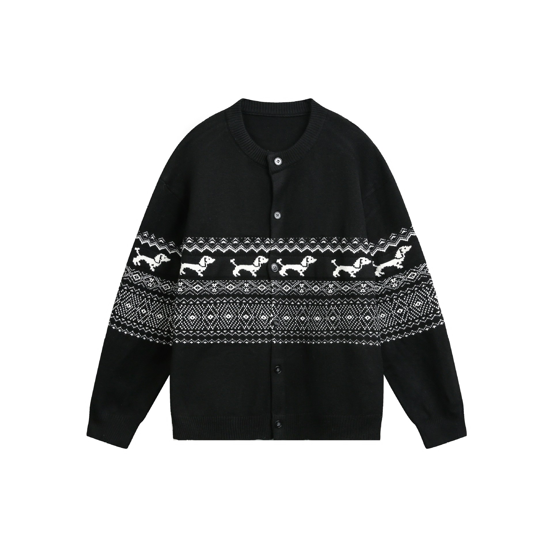 Vintage Fair Isle dog knit cardigan sweater men — image 8