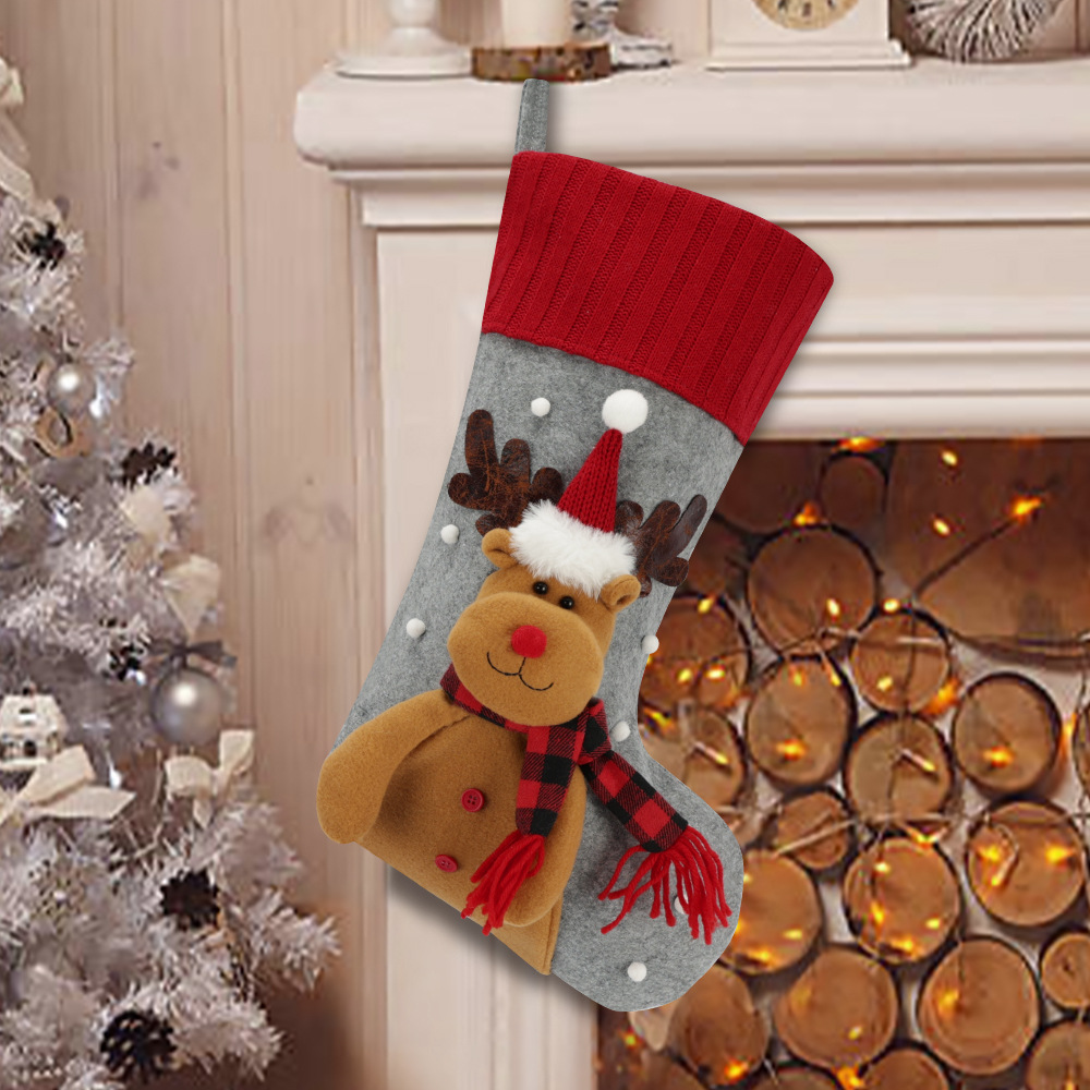 Holiday Socks Creative Cartoon Old Man Snowman Elk Decoration Gift Bag Christmas Home Decoration — image 7