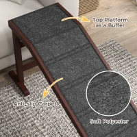 PawHut Dog Ramp For Bed, Pet Ramp For Dogs With Non-Slip Carpet And Top Platform, Brown — imagen 5