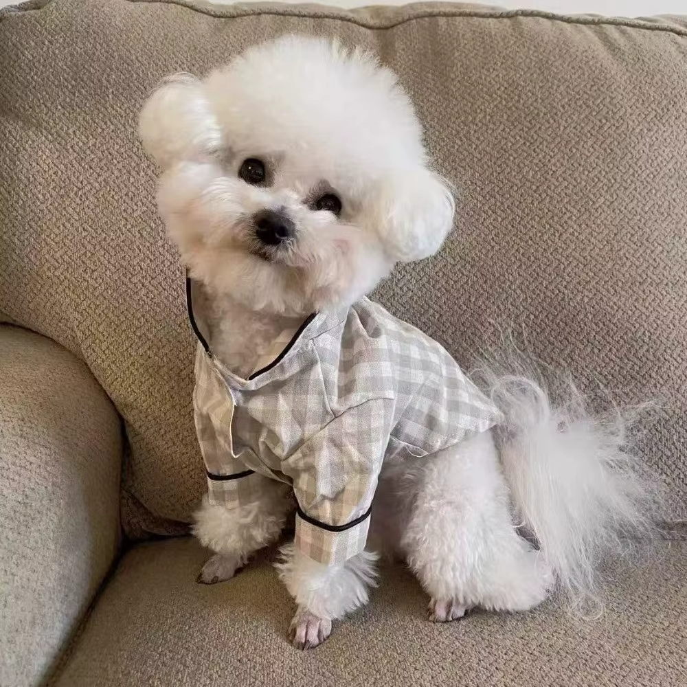 Pet Decoration Comfortable Ins Plaid Shirts Pet Clothing Elegant Fashion Dogs Pajamas Costume Cute Cat Dog Clothes Proposal — image 2