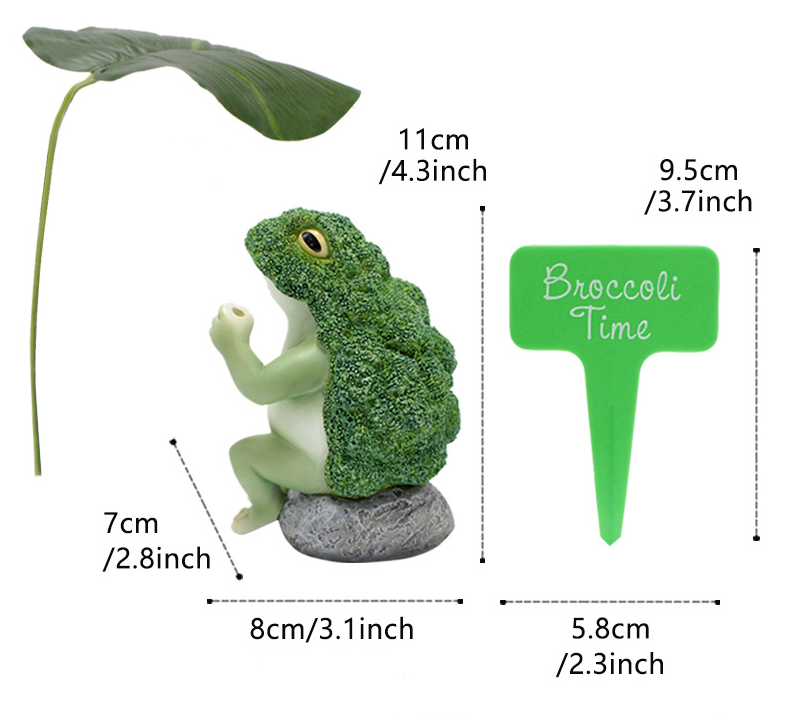 Ornamento de rana de brocoli para jardín de patio paisaje animal roca — imagen 2