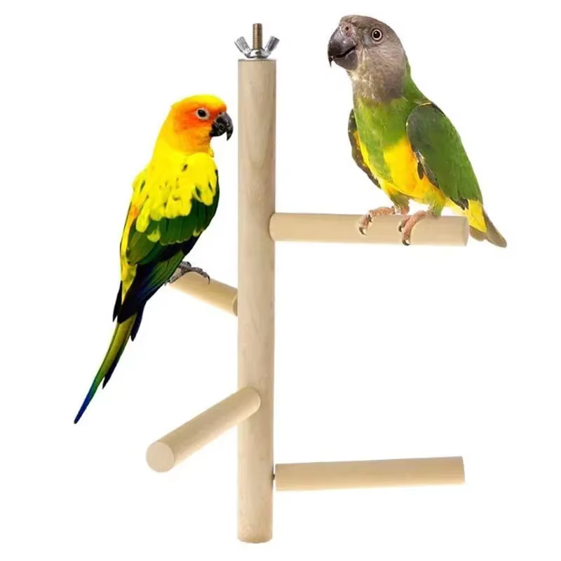 Pet Parrot Bird 4 Layer Stages Toys Natural Wood Rotating Ladder Parakeet Cage Accessories Swing Exercise Toy Birds Accessories — image 2
