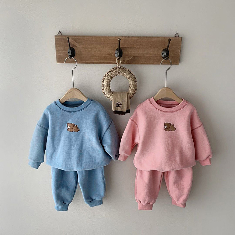Children's Clothing Set for Boys and Girls, Embroidered Bear Casual Hoodie Set, Baby Sport Two-Piece Outfit — image 4