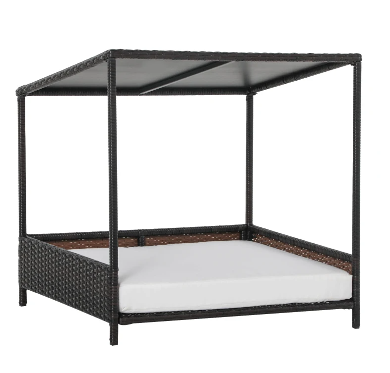 Cama para Perros en Casa con Rattán Elevado, Marrón — imagen 4