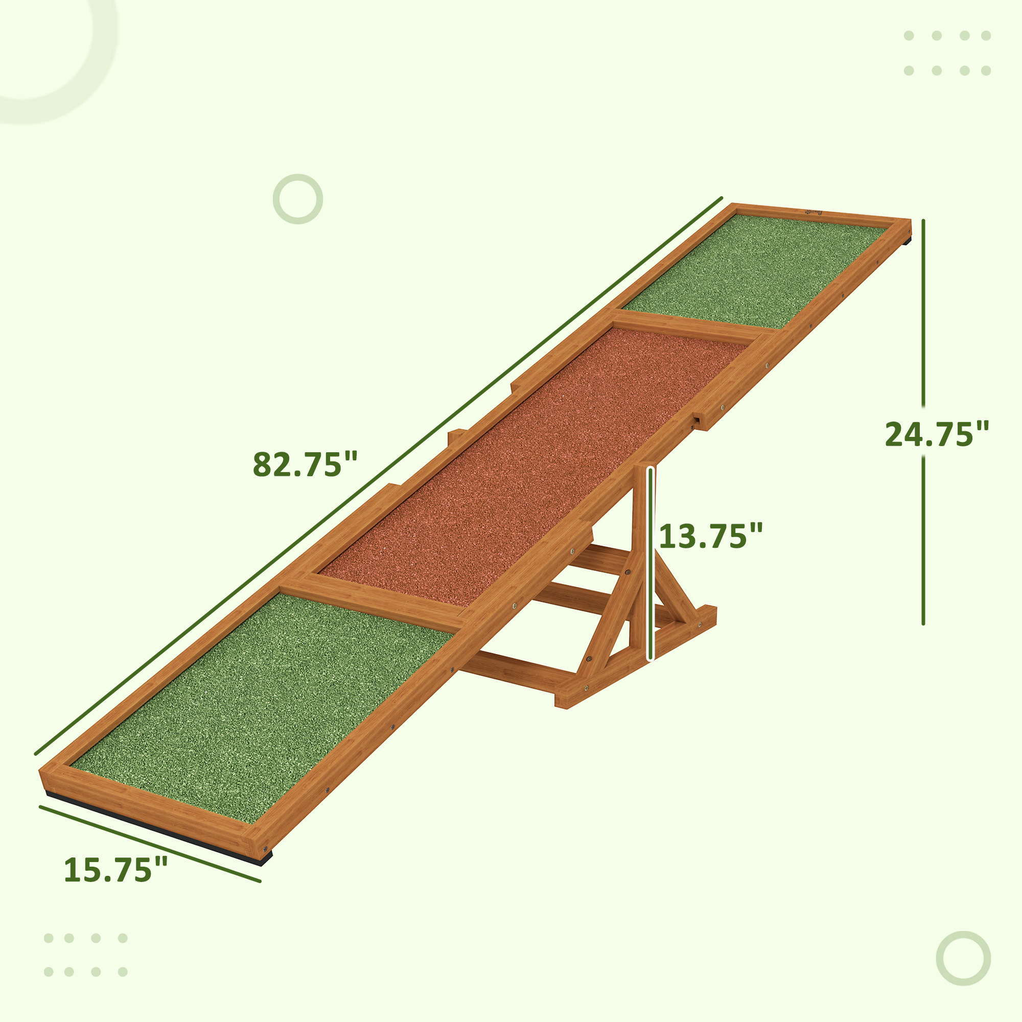 Plataforma de Gimnasia para Perros en Madera Resistente al Tiempo, Color Naranja, 83" L x 16" W x 14" H — imagen 4